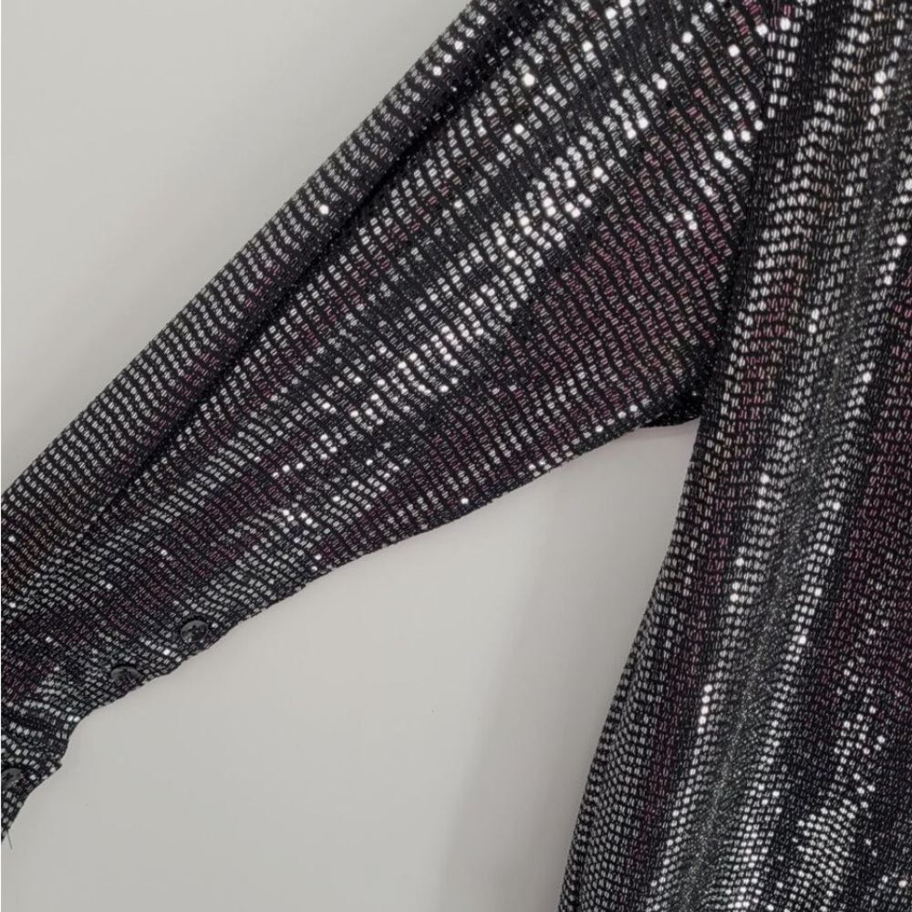 Black Sliver Sequin Oversized Shirt - Picture 8 of 9